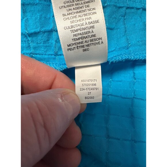 Chico’s Blue Squared Textured Moto Lightweight Zip Up Blouse Women's Size 2 US L - Picture 9 of 10